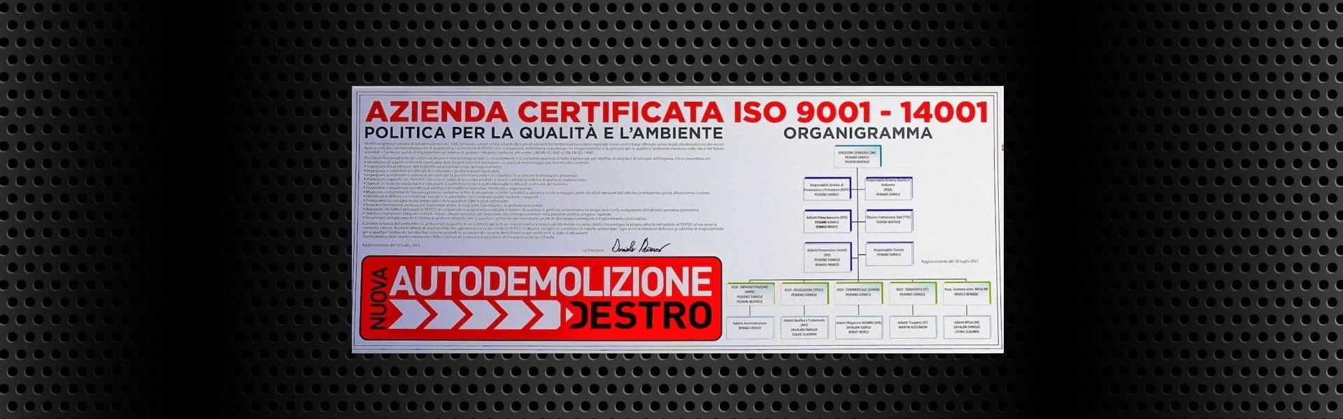 Autorizzazzioni di Nuova Autodemolizione Destro a Bologna